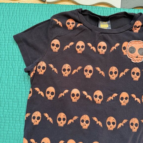 Y2K Lite Wear Halloween Skulls Black Orange Shirt Women’s 2X 2XL XXL Vintage - Picture 5 of 11
